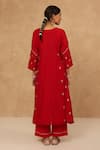 Shop_Charu Makkar_Red Chanderi, Cotton Embroidery V-neck Kurta And Pant Set _at_Aza_Fashions