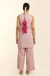 Shop_Charu Makkar_Blush Tissue, Chanderi, Organza Embroidery Round Neck Pink Kurta Set _at_Aza_Fashions