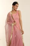 Buy_Charu Makkar_Pink Chanderi, Organza Embroidery, Sequins Round Rosepink Kurta Gharara Set _Online_at_Aza_Fashions