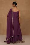 Shop_Charu Makkar_Purple Chanderi Embroidery Square Neck Kurta Set _at_Aza_Fashions