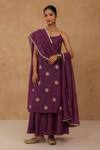 Buy_Charu Makkar_Purple Chanderi Embroidery Square Neck Kurta Set _at_Aza_Fashions