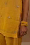 Shop_Charu Makkar_Mustard Chanderi, Tissue, Organza Embroidery Round Neck Kurta Set _Online_at_Aza_Fashions