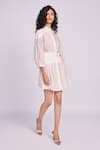 Dev And Viv_Pink Cotton Embroidery Collared Blush Blend Designer Dress _Online_at_Aza_Fashions