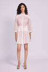 Buy_Dev And Viv_Pink Cotton Embroidery Collared Blush Blend Designer Dress _at_Aza_Fashions
