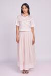 Buy_Dev And Viv_Pink Cotton Embroidery Blush Skirt _Online_at_Aza_Fashions