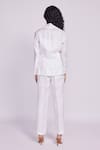 Shop_Dev And Viv_White Linen Open Neck Designer Jacket Set _at_Aza_Fashions