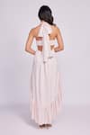 Shop_Dev And Viv_Pink Cotton Ruffles Halter Neck Blush Dress _at_Aza_Fashions