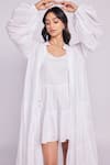 Dev And Viv_White Cotton Collared Designer Dress _Online_at_Aza_Fashions