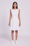 Dev And Viv_White Cotton Round Neck A-line Dress _Online_at_Aza_Fashions