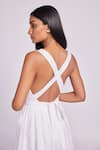 Shop_Dev And Viv_White Cotton Round Neck A-line Dress _Online_at_Aza_Fashions