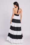 Shop_Dev And Viv_Black Cotton Halter Neck Striped Maxi Dress _at_Aza_Fashions