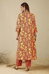 Label Nitika_Black Cotton Embroidery V-neck Floral Printed Kurta And Pant Set _Online_at_Aza_Fashions