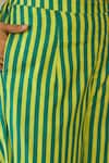 Buy_Label Nitika_Green Cotton Embroidery V-neck And Yellow Striped Kurta Pant Set _Online_at_Aza_Fashions