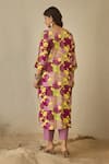 Shop_Label Nitika_Purple Cotton Split V-neck Floral Print Kurta And Pant Set _at_Aza_Fashions