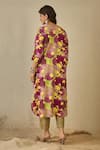 Shop_Label Nitika_Purple Cotton V-neck Floral Print Kurta And Pant Set _at_Aza_Fashions
