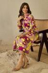 Buy_Label Nitika_Purple Cotton V-neck Floral Print Kurta And Pant Set 