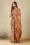 Buy_Label Nitika_Black Satin, Georgette, Cotton Designer Striped Saree With Blouse Piece _Online_at_Aza_Fashions