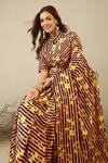 Buy_Label Nitika_Black Satin, Georgette, Cotton Designer Striped Saree With Blouse Piece 