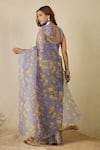 Shop_Label Nitika_Lavender Silk Organza, Chanderi Round Moon Blue Saree With Stitched Blouse _at_Aza_Fashions