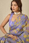 Buy_Label Nitika_Lavender Silk Organza, Chanderi Round Moon Blue Saree With Stitched Blouse _Online_at_Aza_Fashions