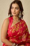 Buy_Label Nitika_Fuchsia Silk Organza, Chanderi Round Neck Saree With Stitched Blouse _Online_at_Aza_Fashions