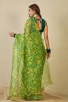 Shop_Label Nitika_Green Silk Organza, Chanderi Yellow Striped Saree _at_Aza_Fashions