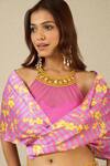 Buy_Label Nitika_Pink Modal, Net, Satin Beads Halter Neck, Purple And Floral Palazzo Set _Online_at_Aza_Fashions