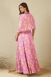 Shop_Label Nitika_Pink Modal, Net, Satin Beads Halter Neck, Purple And Floral Palazzo Set _at_Aza_Fashions