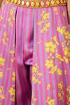 Shop_Label Nitika_Pink Modal, Net, Satin Beads Halter Neck, Purple And Floral Palazzo Set _Online_at_Aza_Fashions
