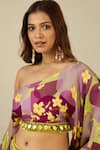 Buy_Label Nitika_Purple Satin, Georgette Beads, Embroidery Floral Printed Top And Palazzo Set _Online_at_Aza_Fashions