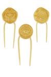 Shop_Mnsh_Gold 22kt Plated Coin Hair Pin Set _at_Aza_Fashions