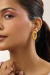 Buy_Mnsh_Gold Plated Studs Vine Oval _Online_at_Aza_Fashions