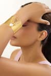 Mnsh_Gold Plated Pearls Amour Heart Statement Cuff _Online_at_Aza_Fashions