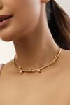 Mnsh_Gold Plated Amour Diamond Wave Necklace _at_Aza_Fashions