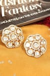 Buy_The Bling Girll_Gold Plated Crystals, Stones Designer Stud Earrings _at_Aza_Fashions