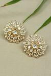 Shop_The Bling Girll_Gold Plated Crystals, Stones Designer Stud Earrings _at_Aza_Fashions
