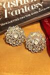 Shop_The Bling Girll_White Crystals Designer Stud Earrings _at_Aza_Fashions