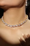 Shop_The Bling Girll_White Crystals Gold Alloy Stone Choker And Earrings Set _at_Aza_Fashions