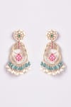 Shop_The Bling Girll_Gold Plated Stones, Pearls Designer Earrings With _at_Aza_Fashions