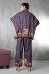 Shop_Vara By Vibha N Priti_Purple Silk, Chanderi Embroidery Collared Hand Tunic And Pant Set _at_Aza_Fashions