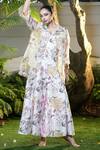 Buy_Vara By Vibha N Priti_Pink Silk, Chanderi, Organza Embroidery Light Printed Jumpsuit And Jacket Set _at_Aza_Fashions