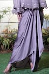 Vara By Vibha N Priti_Lilac Organza, Satin, Modal Embroidery V-neck Hand Tunic And Skirt Set _Online_at_Aza_Fashions