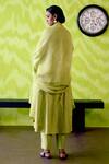 Shop_Deep Thee_Green Chanderi Cut Work Open Neck Apple Kallidar Angrakha Set _at_Aza_Fashions