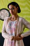 Shop_Deep Thee_Ivory Chanderi, Crepe Cut Work Round Neck Floral Printed Jacket Set _Online_at_Aza_Fashions
