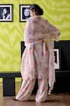 Shop_Deep Thee_Ivory Crepe, Silk, Organza Sequins V-neck Floral Print Kurta Set _at_Aza_Fashions