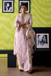 Buy_Deep Thee_Ivory Crepe, Silk, Organza Sequins V-neck Floral Print Kurta Set _at_Aza_Fashions