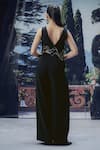 Shop_Pocket Stories_Black Microfiber V-neck Nightfall Reverse Vest And Pant Set _at_Aza_Fashions