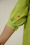 Samyukta Singhania_Green Cotton Embroidery Heart Kurta Set _Online_at_Aza_Fashions