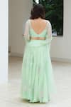 Shop_Pooja Bagaria_Green Organza, Net Sequins, Embroidery Round Neck Pastel Glitter Palazzo Set _at_Aza_Fashions