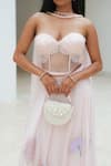 Buy_Pooja Bagaria_Pink Organza Lace, Embroidery Sweetheart Neck Pastel Corset Fusion Set _Online_at_Aza_Fashions